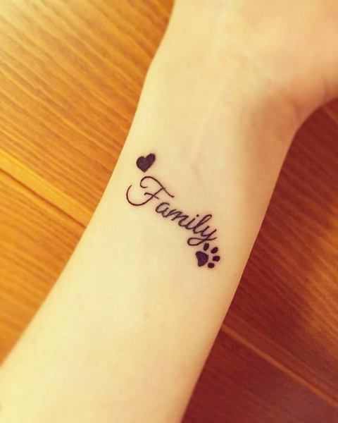 Family Tattoo With A Paw Print