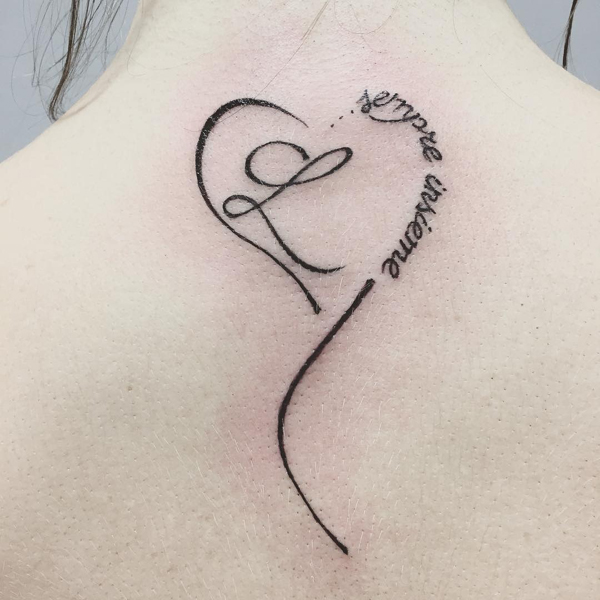 L Letter Tattoo Inside A Heart