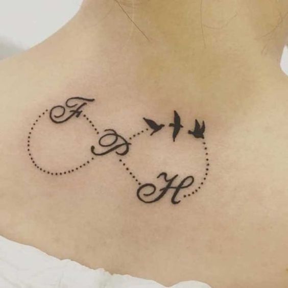 Multiple Letter Tattoo With Infinity Symbol