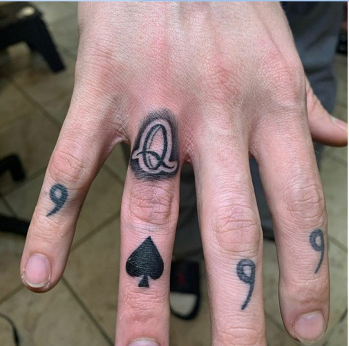 Q Letter Tattoo On The Ring Finger