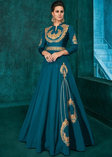 Royal Blue Indo Western Long Gown