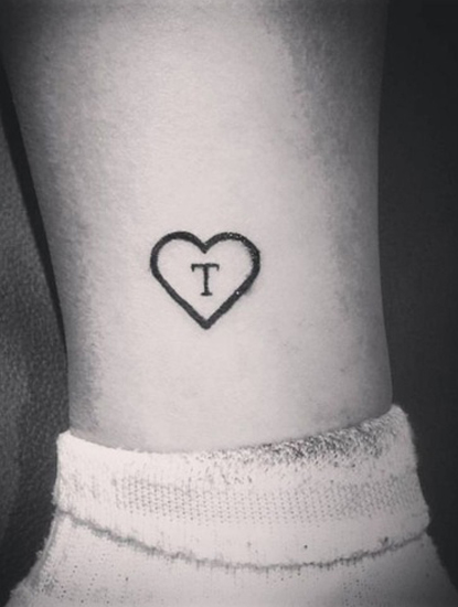 T Letter Tattoo Inside A Heart