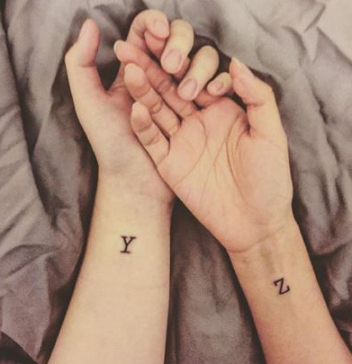 Y And Z Letter Couple Tattoo