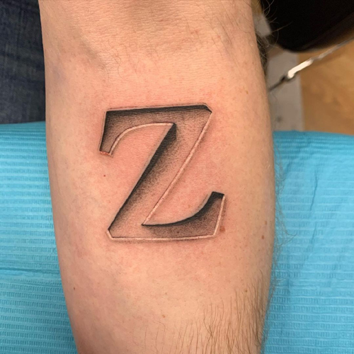Z Letter Tattoo With 3d Effect