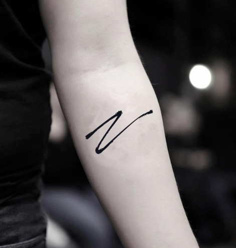 Z Letter Tattoo With Thin Lines