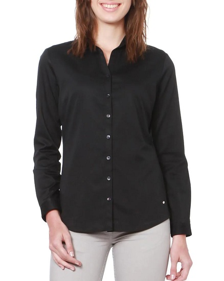 Black Formal Spread Collared Shirt