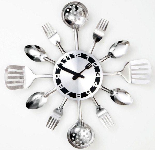 Contemporary Kitchen Utensils Designer Clock