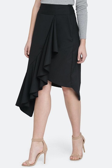 Midi Pencil Asymmetrical Skirt