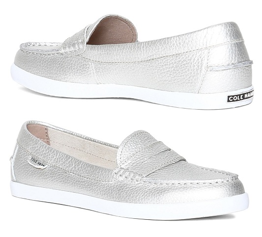 Partywear Silver Penny Loafers