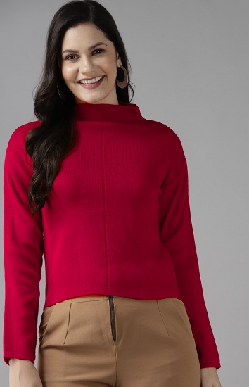 Red Wool Crop Sweater