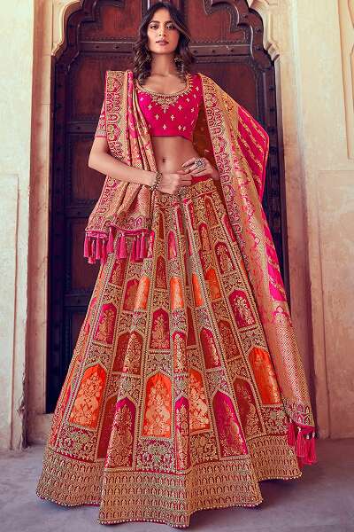 Buy Pista Green Silk Lehenga And Blouse With Floral Print And A  Well-Decorated Hem In Stone Work
