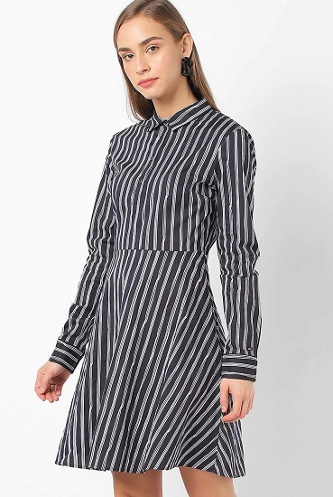Striped A Line Shirt Dress