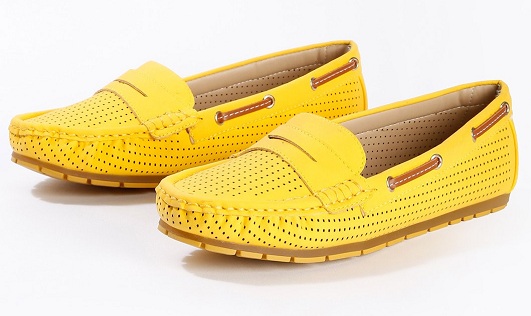 Synthetic Yellow Penny Loafers