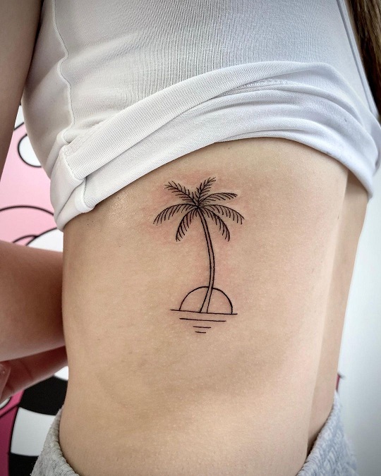 Fineline Palm Tree Tattoo