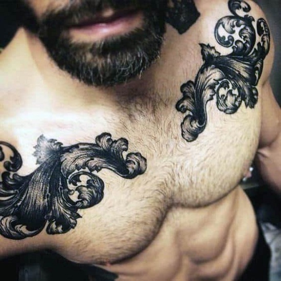 Baroque Style Tattoo On The Chest