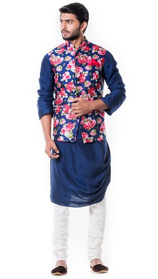 Designer Kurta Pyjama With Floral Jacket