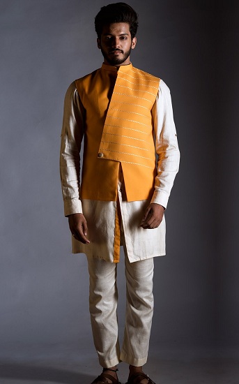 Buy Panelled Embroidered Nehru Jacket with Kurta and Dhoti by QBIK MEN at  Ogaan Online Shopping Site