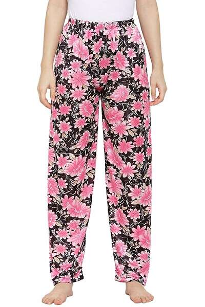 Floral Print Satin Pajama Pants