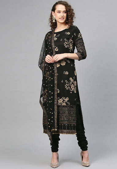 Floral Printed Designer Churidar Suit