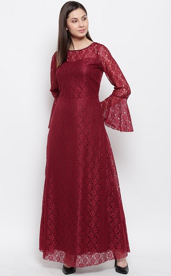 Lace Maxi Dress With Bell Sleeves