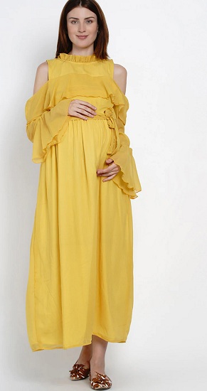 Long Maternity High Neck Dress