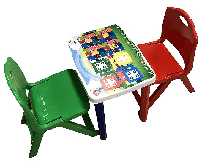 Surety For Safety Kids Plastic Study Table and 2 Chair Set