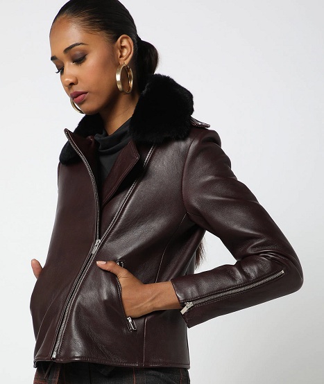 Women's Fur Leather Jacket For Winter
