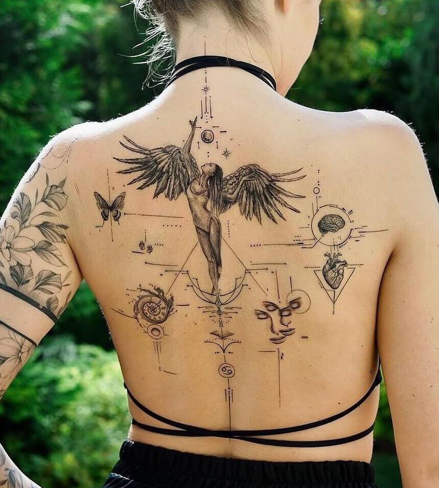 Top 157+ angel back tattoo designs latest