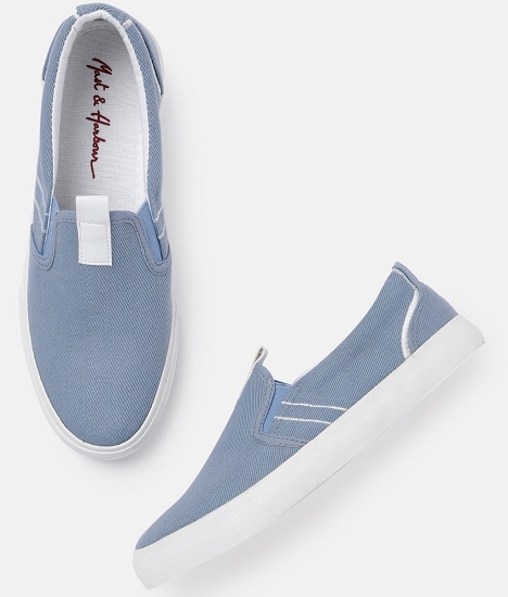 Blue Canvas Slip On Shoes