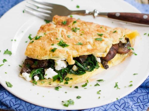 Cheese Omlette With Kale And Mushroom Filling breakfast to gain weight fast