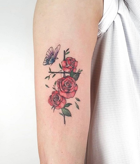 Cross Tattoo With Flower