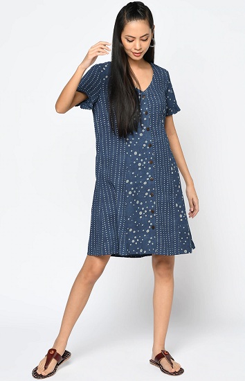 Designer Polka Dot Linen Dress