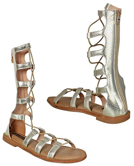 Gold Calf High Gladiator Sandals