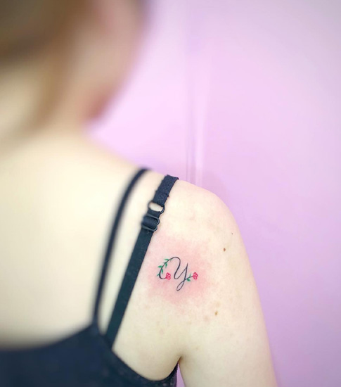 Y Letter Tattoo On Shoulder