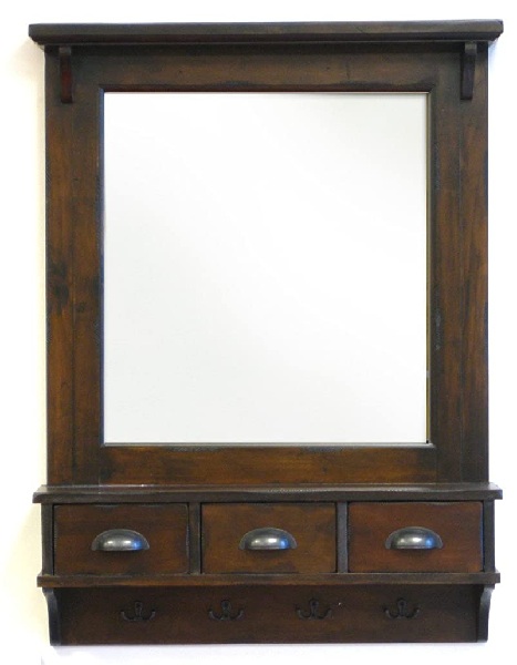 LifeEstyle Dressing Mirror with Hooks and 3 Storage Drawers