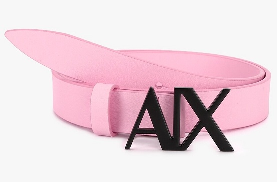 Pink Leather Belt With Buckle Closure