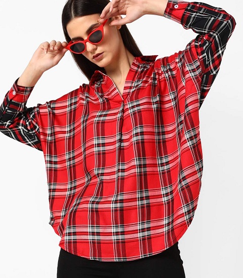 Red And Black Oversized Checked Shirt