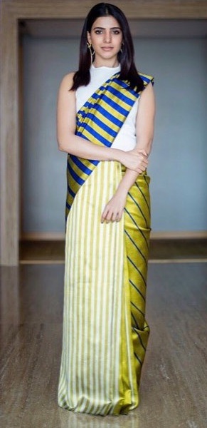 Samantha In Striped Saree
