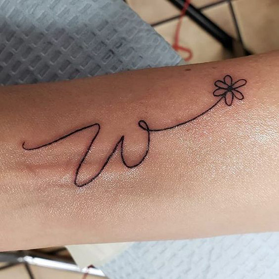 Sleek W Letter Tattoo