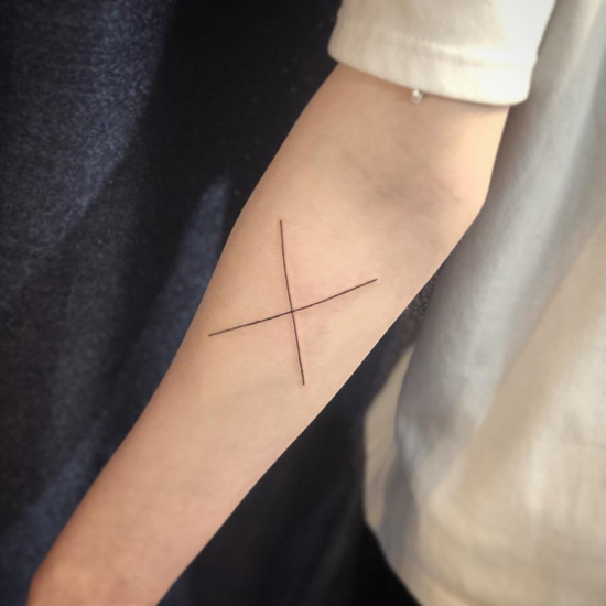 X Letter Tattoo On Arm