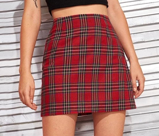 Tartan Pencil Casual Skirt