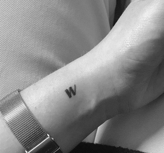 Tiny W Letter Design Tattoo