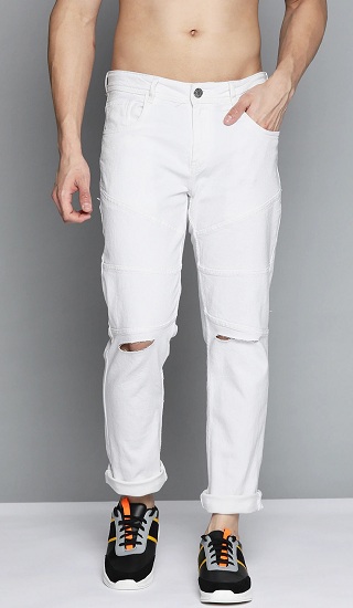 Source 2021 Fashion Men White Ripped Slim Denim Trousers Man Damage Jeans  for Sale on malibabacom