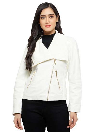 Women's White Leather Jacket