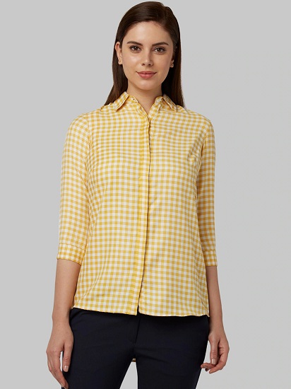 Women's Yellow Small Check Shirt