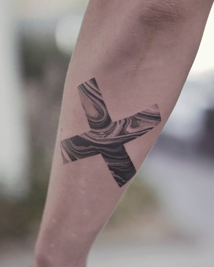 X Letter Tattoo With Marble Print