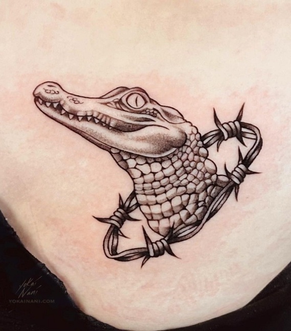 Alligator Tattoo Barbed Wire