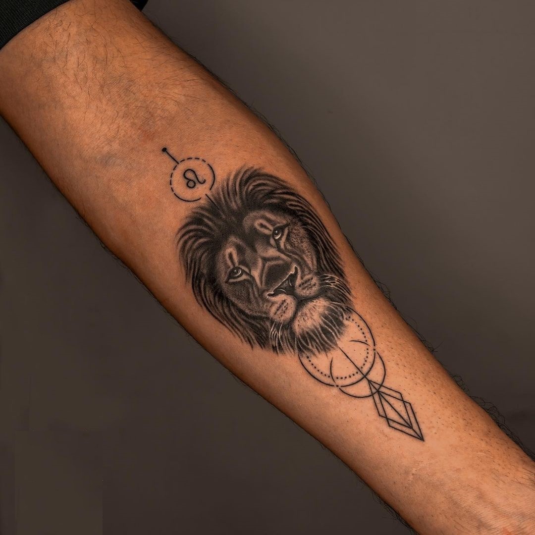 Astrological Lion Forearm Tattoo