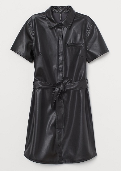 Black Leather Shirt Dress