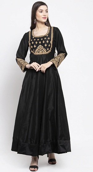Black Silk Anarkali Dress